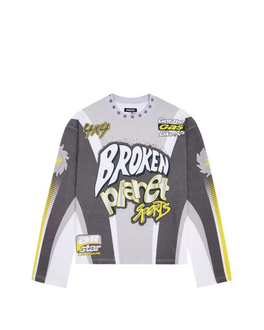 BROKEN PLANET White Graphic-Print Long-Sleeve T-Shirt