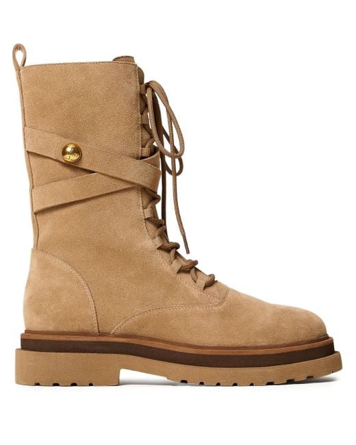 Twinset Brown Lace-Up Strap Boots