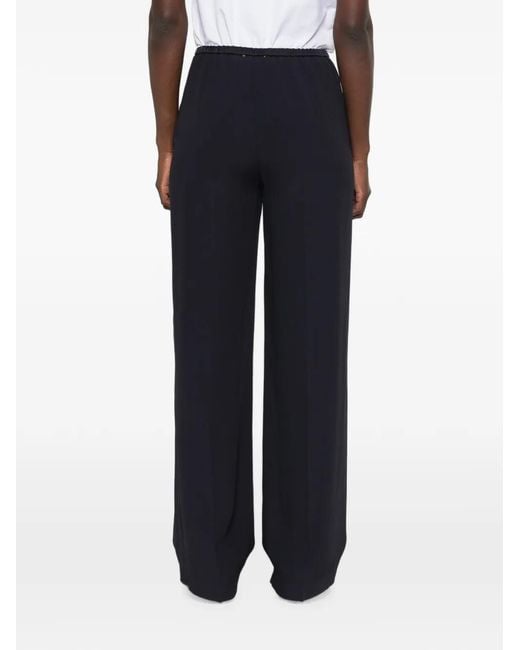 Forte_forte Blue High-Waisted Satin-Finish Trousers