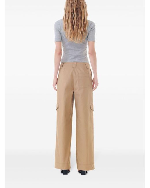Ganni Natural Mid-rise Cargo Trousers
