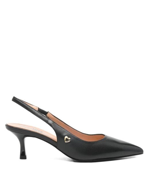 Love Moschino Metallic Heart-Appliqué Slingback Pumps