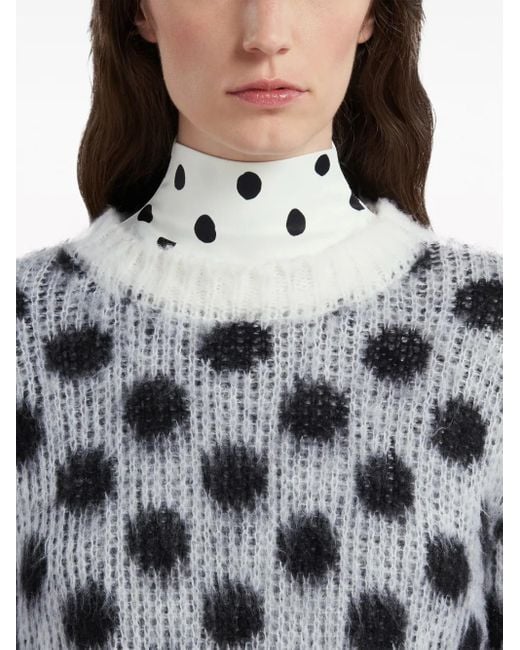 Marni White Polka-Dot Intarsia Jumper