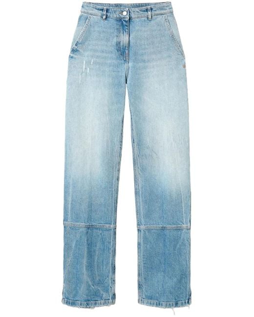 Twinset Blue Seam-Detail Wide-Leg Jeans