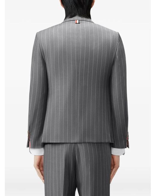 Thom Browne Gray Chalk-Stripe Wool Jacket for men
