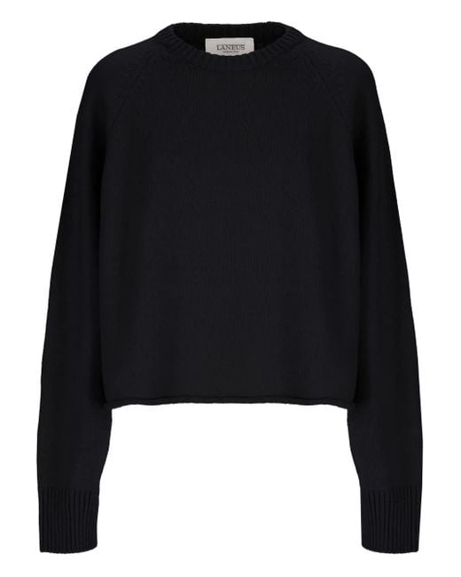 Laneus Cropped Trui Met Raglan Mouwen in het Black