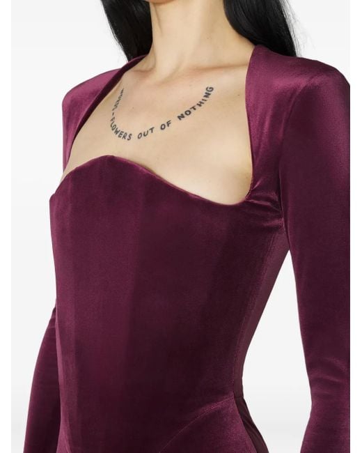 Mugler Mini-Jurk Met Lange Mouwen in het Purple
