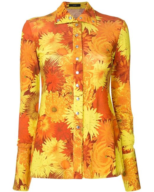 Ellery Orange Sala Floral Print Shirt
