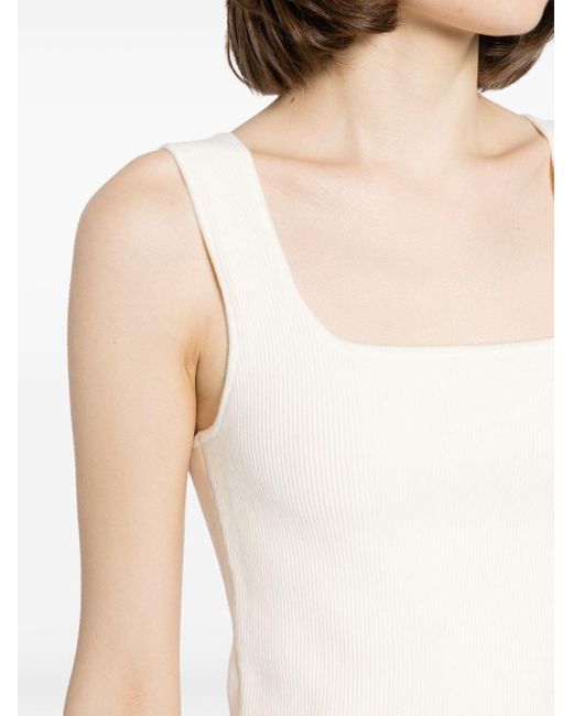 Reformation White Julia Ribbed Tank Top