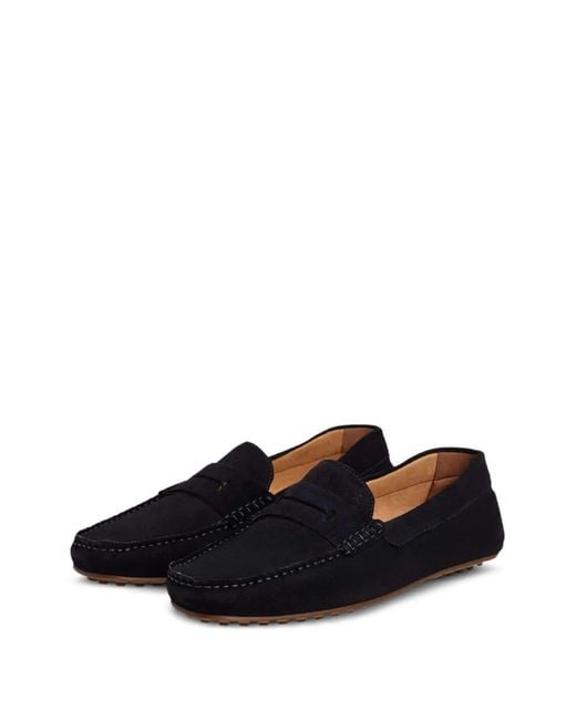 Hackett Black Mocassins Driver En Daim for men