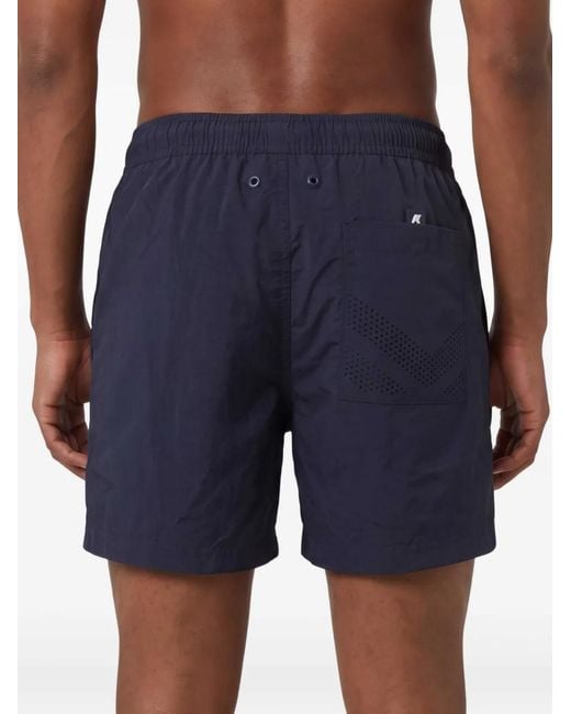 K-Way Blue Logo-Patch Swim Shorts for men