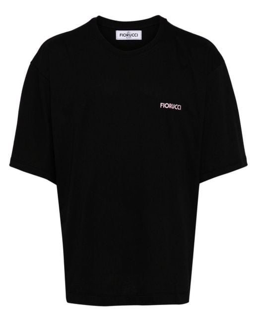 Fiorucci Black T-Shirt mit Logo-Print
