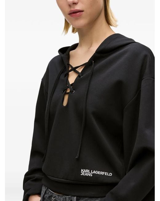 Karl Lagerfeld Black Lace-Up Hoodie