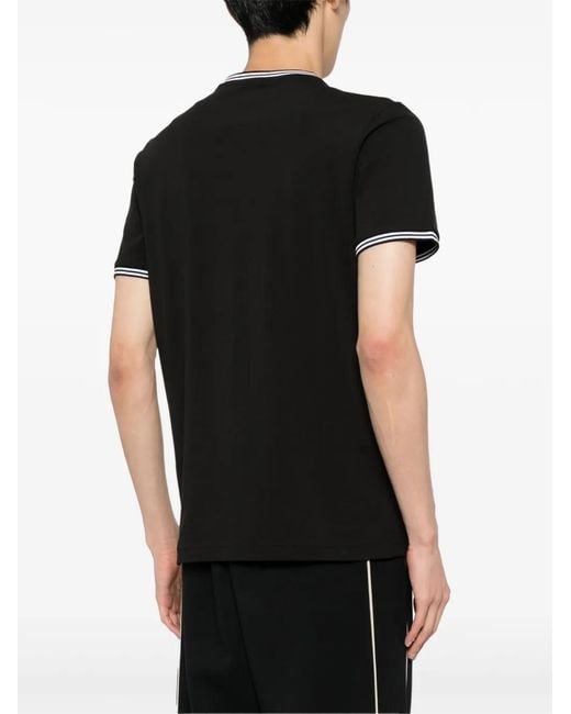 Boss Black Stretch-Cotton T-Shirt With Stripes And Logo for men