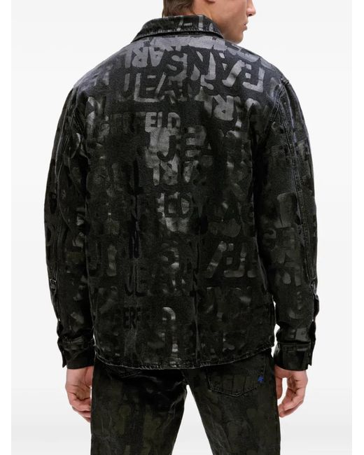 Karl Lagerfeld Black All-Over Logo-Print Shirt for men