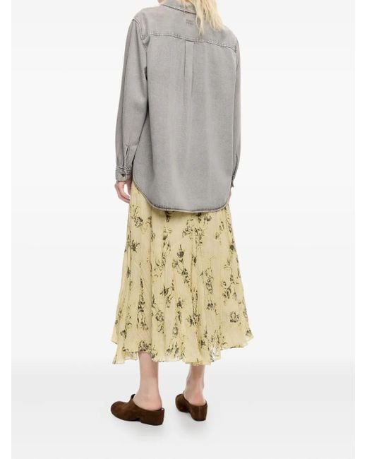 Bimba Y Lola Natural Notebook Print Midi Skirt