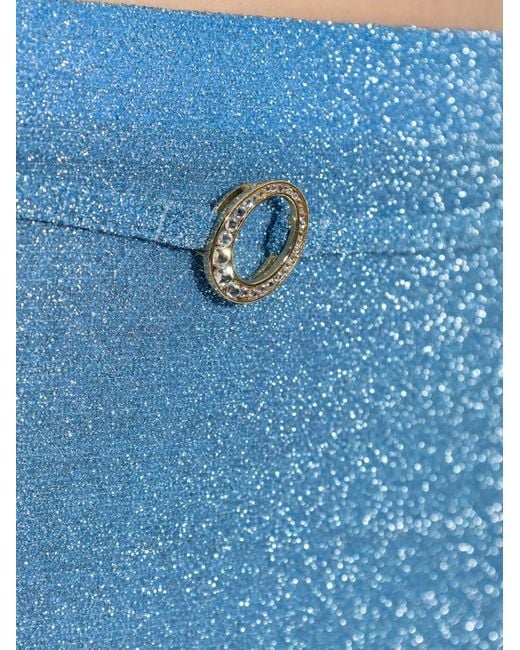 Oseree Blue Glitter-Detailing Mini Skirt
