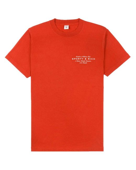 Sporty & Rich Red Wellness & Health Club Cotton T-shirt