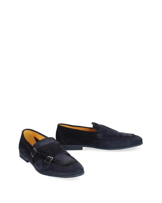 Doucal's Blue Duke Suede Monk-Strap Loafers for men
