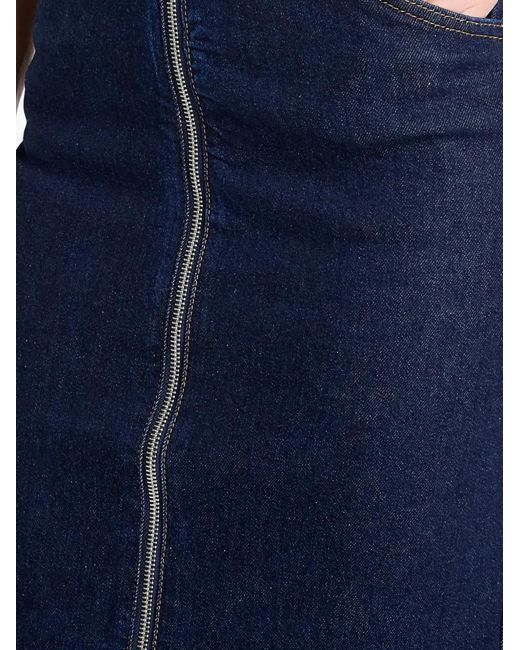 Calvin Klein Blue Denim Zip-Fastening Midi Skirt