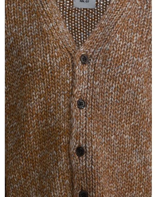 NN07 Brown Buttoned Wool Cardigan for men