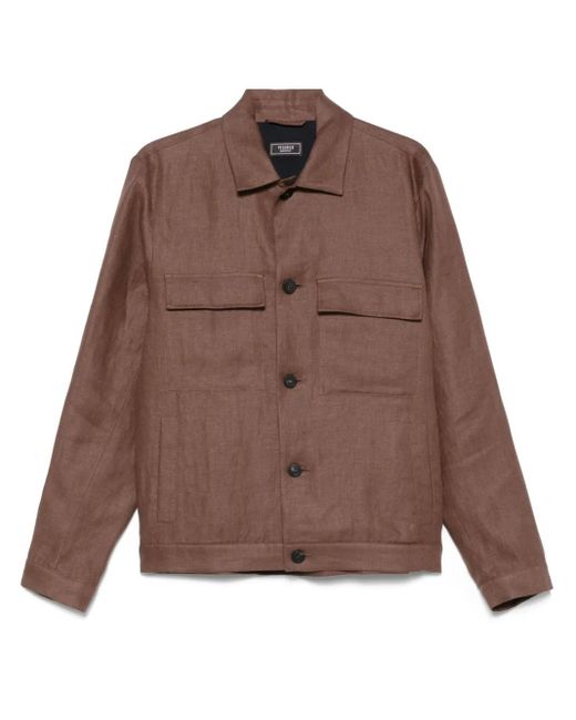 メンズ Peserico リネン オーバーシャツ Brown