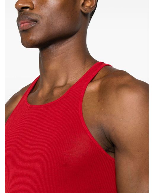 Rick Owens Red Ribbed-knit Tank Top for men