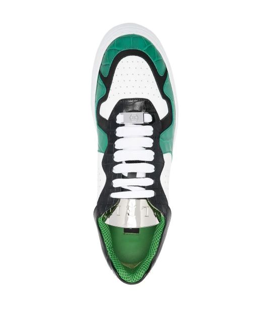 Philipp Plein Green Colour-Block Low-Top Sneakers