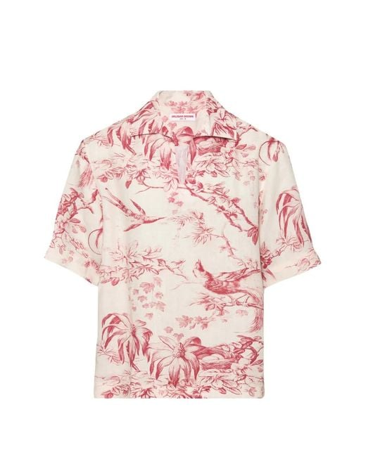 Orlebar Brown Pink Vincent Floral-Print Polo-Collar Linen T-Shirt for men