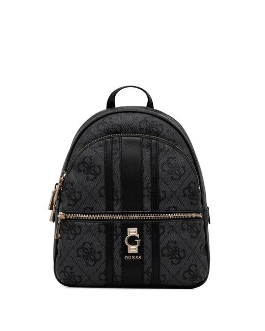 Guess Black Erenia Logo-Plaque Zip Backpack