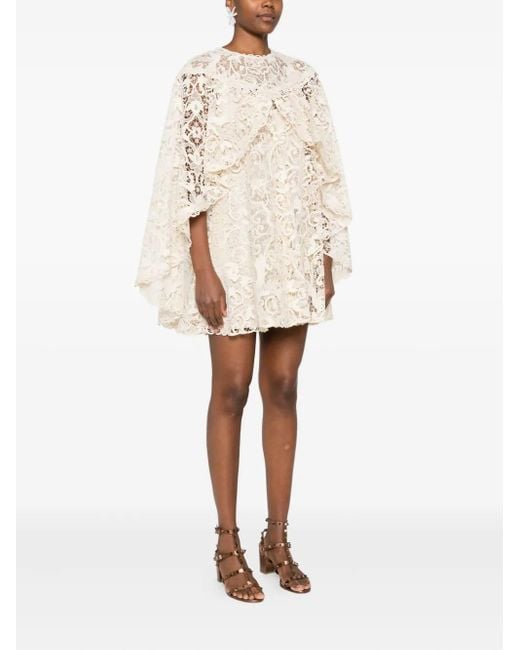 Zimmermann Natural Lace Ruffled Mini Dress
