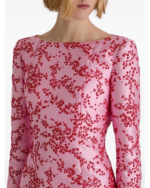 Alberta Ferretti Pink Floral-Pattern Maxi Dress