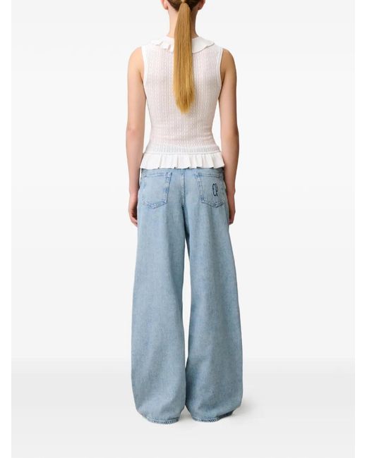 Polo En Maille Pointelle À Volants Claudie Pierlot en coloris White