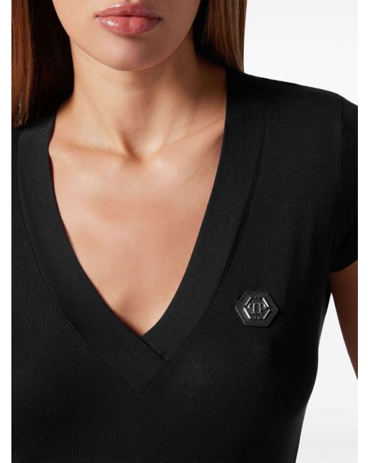 T-shirt en coton à plaque logo Philipp Plein en coloris Black