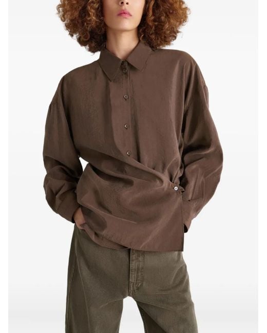Lemaire Brown Straight Collar Twisted Shirt