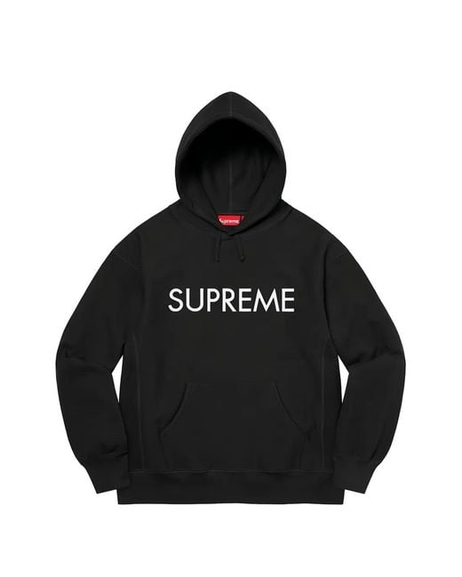 Supreme Black Capital Logo-Embroidered Hoodie for men