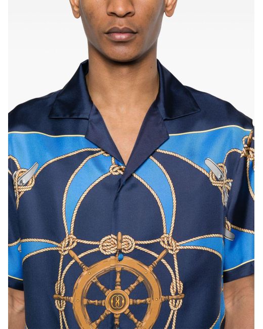 Camisa con estampado gráfico Bally de hombre de color Blue