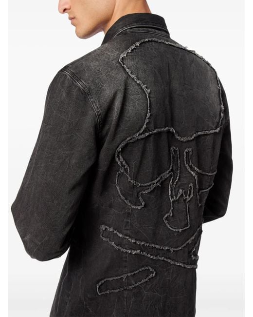 Philipp Plein Skull & Bones Jeanshemd in Black für Herren