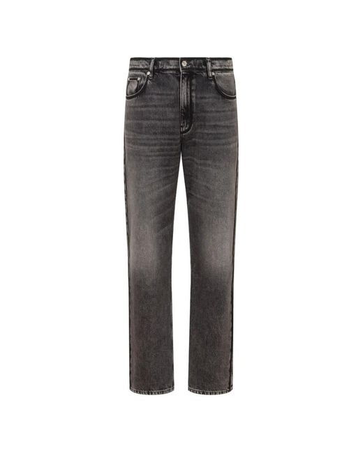 Love Moschino Gray Faded-Effect Logo-Patch Jeans for men