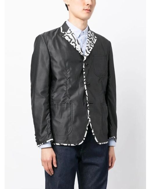 Junya Watanabe Black Contrasting-Trim Buttoned Blazer for men