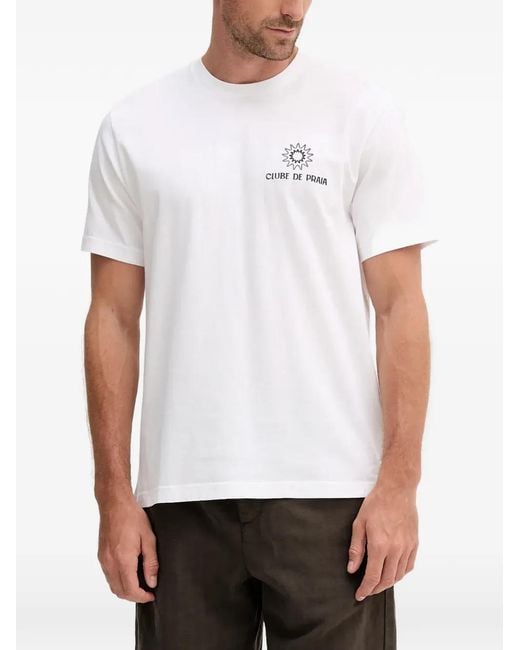 Frescobol Carioca White Graphic Crew Neck T-Shirt for men