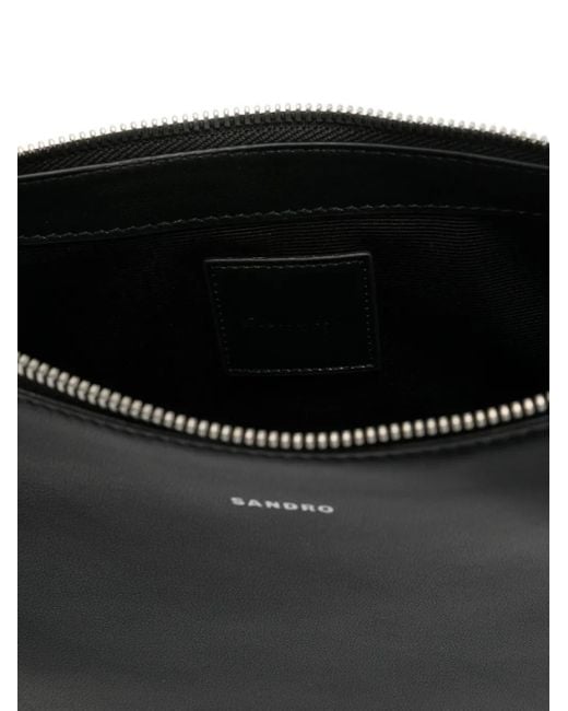 Sandro Black Leather Crossbody Bag for men