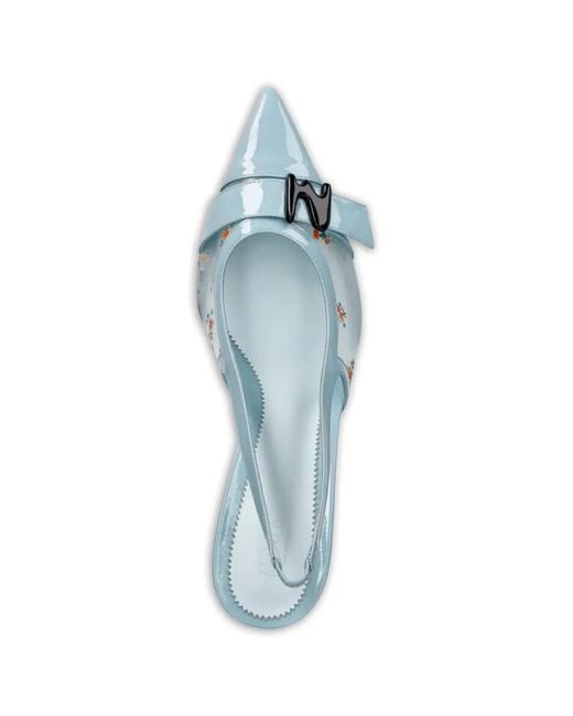 MSGM White Floral Buckle Pumps