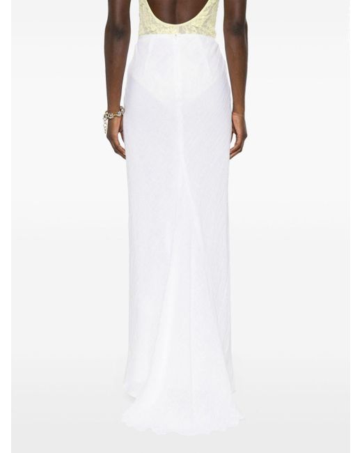 N°21 White Asymmetric Maxi Skirt