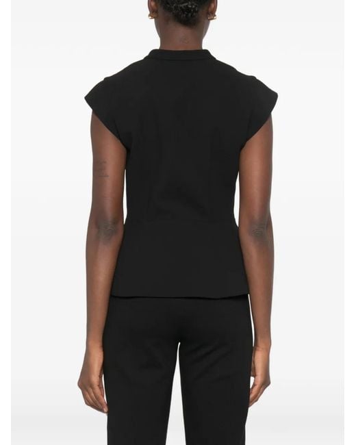 Sandro Black Sleeveless Button-Fastening Top