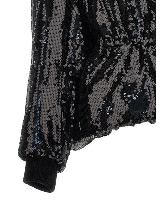 Alexandre Vauthier Black Sequinned Bomber Jacket