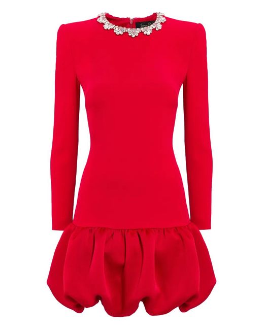 Jenny Packham Red Verziertes Puff Minikleid