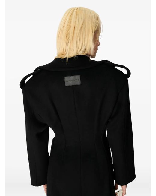 MARINE SERRE Black Wool Single-Breasted Coat