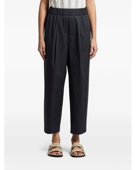 Peserico Black Elasticated-Waist Trousers