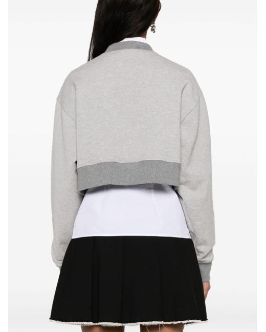 Miu Miu Gray Cropped-Sweatshirt mit Logo-Print