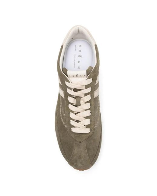 Hogan White Panelled Suede Sneakers